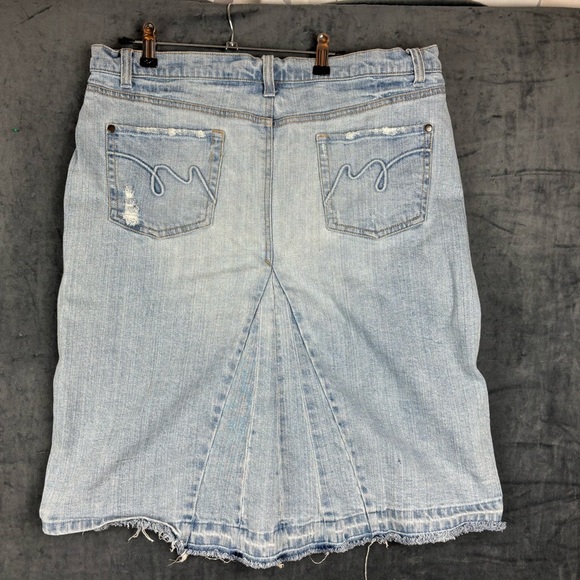 Mossimo Supply Co Distressed Blue Jean Midi Skirt Sz 10 very Y2K - Picture 4 of 7